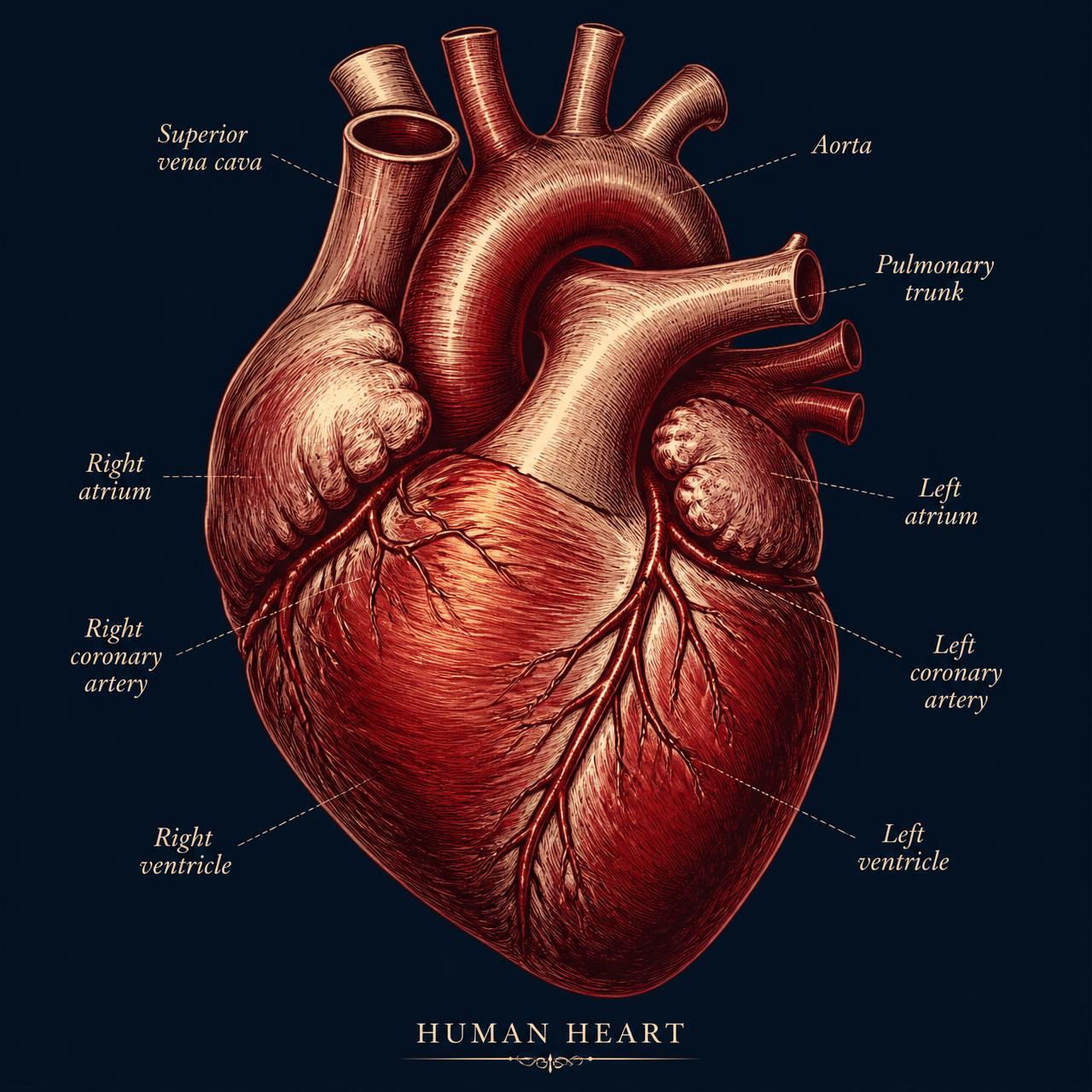 Anatomical illustration of the human heart